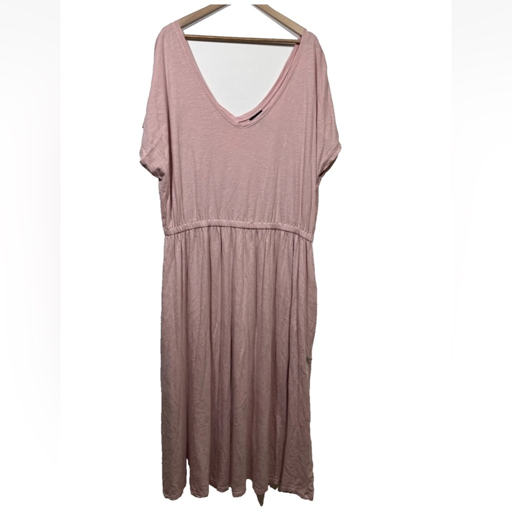 June + Vie Pink Short Sleeve Cotton Maxi Dress Women's 2X (26/28) Comfy Pull On